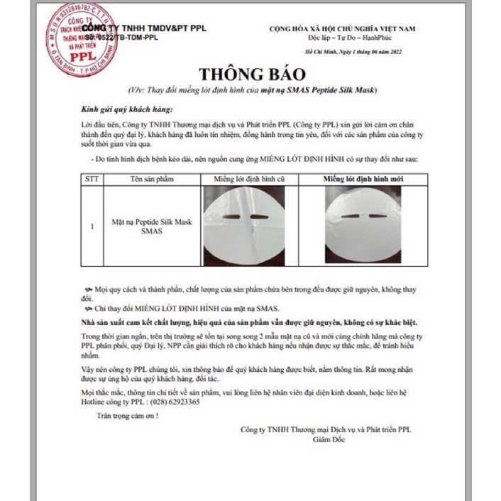 Mặt nạ Smas Peptide Silk Mask cấp ẩm làm dịu da