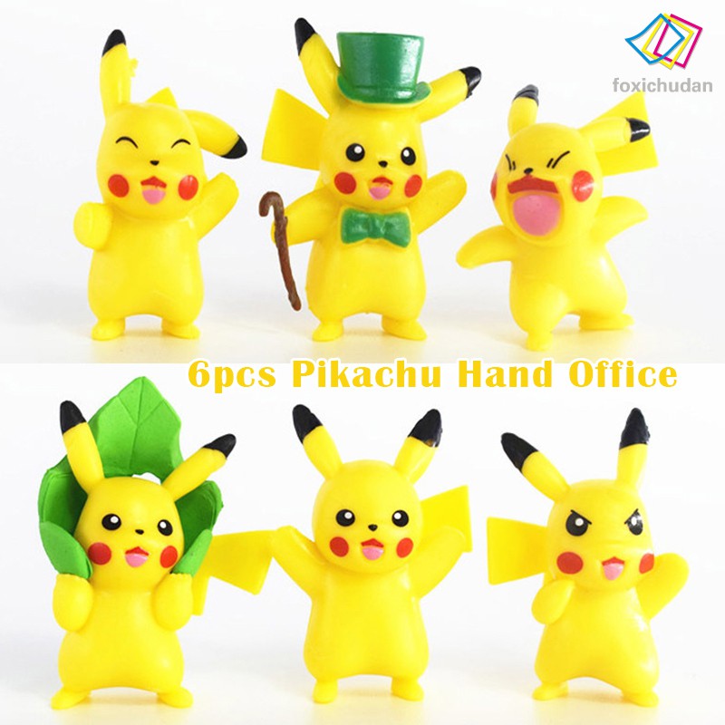 Bộ 6 Mô Hình Pikachu Dễ Thương Trang Trí Tiểu Cảnh