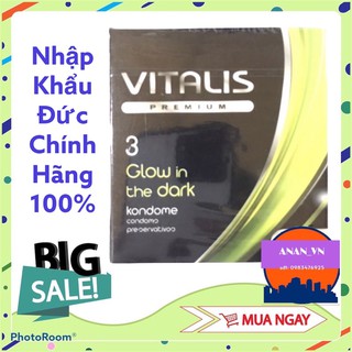 Bao cao su @freeship@ vitalis glow in dark, hàng nhập khẩu đức. an_toàn_vệ_sinh