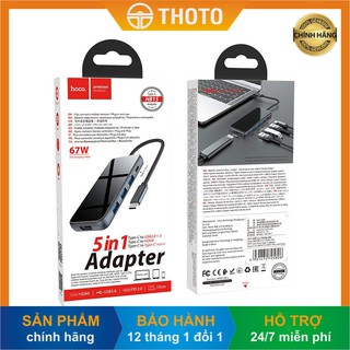 Bộ chuyển đổi Type-C Hub chính hãng HOCO HB15 cho điện thoại, laptop ra 5 cổng