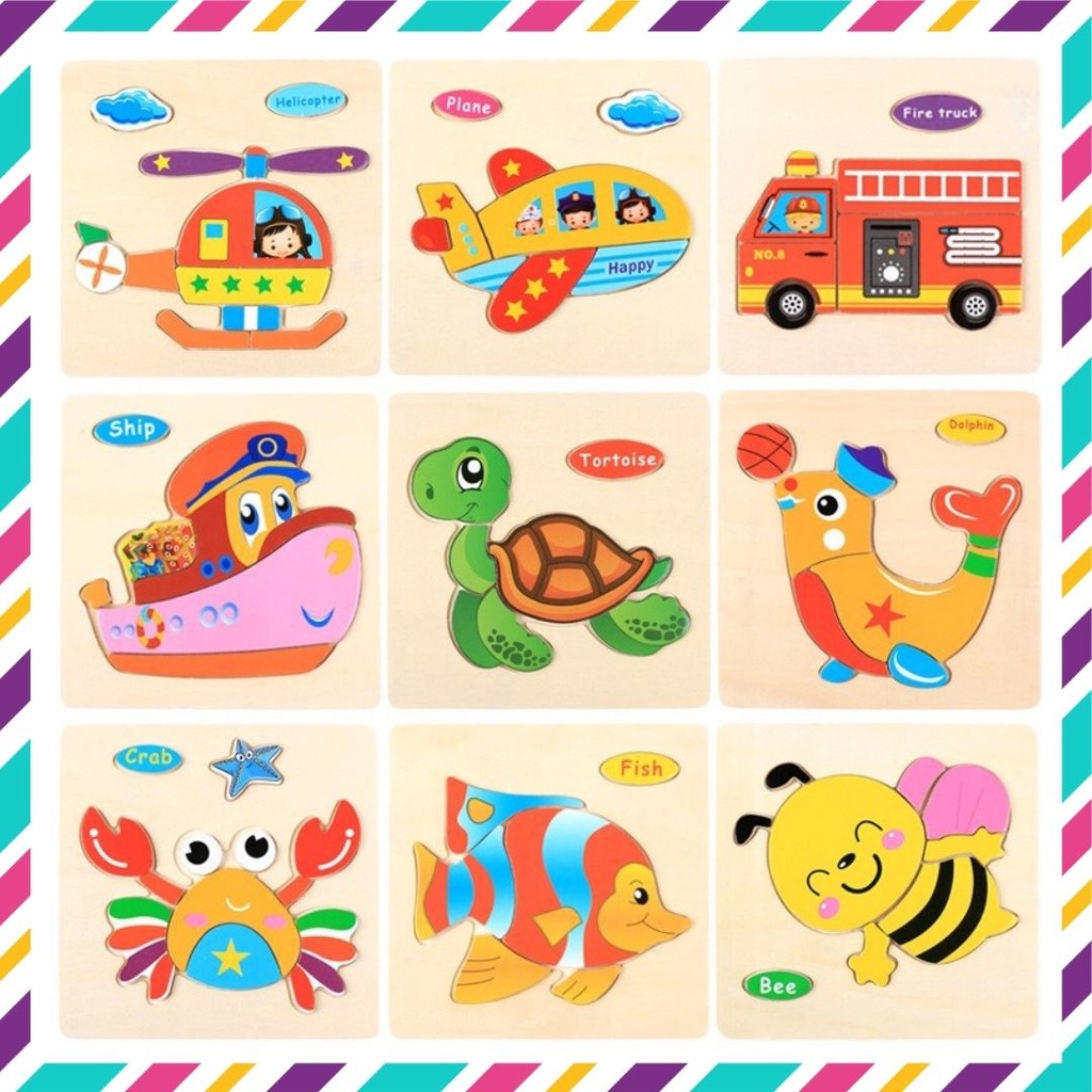 Đồ chơi ghép hình cho bé, tranh ghép gỗ 3D nhiều mẫu đồ chơi thông minh cho bé