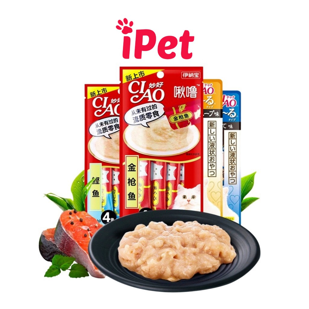 Thức Ăn Cho Mèo Dạng Súp Thưởng - Lẻ 1 Thanh Pate Ciao Churu Nhiều Vị 12g - iPet Shop