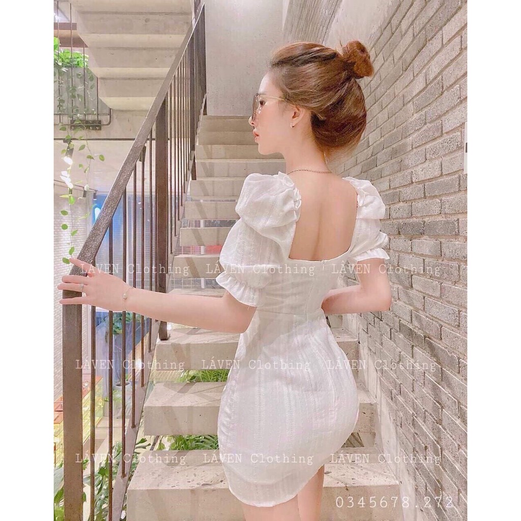 Đầm body tay phồng hở lưng siêu xinh ( có mút ngực ) | BigBuy360 - bigbuy360.vn