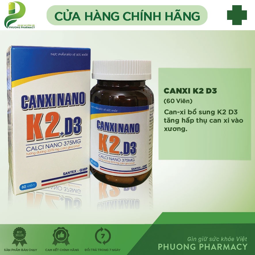 CANXINANO K2 D3 - Bổ sung vitamin K2, D3. Tăng cường hấp thu canxi