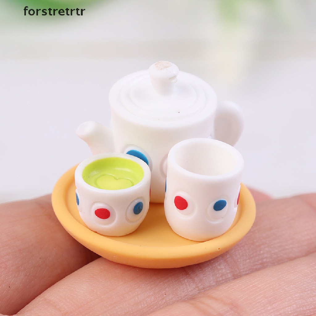 Bộ Ấm Chén Trà Mini Bằng Nhựa Resin Diy Trang Trí Nhà Búp Bê