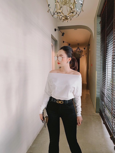 Áo thun bẹt vai tay dài