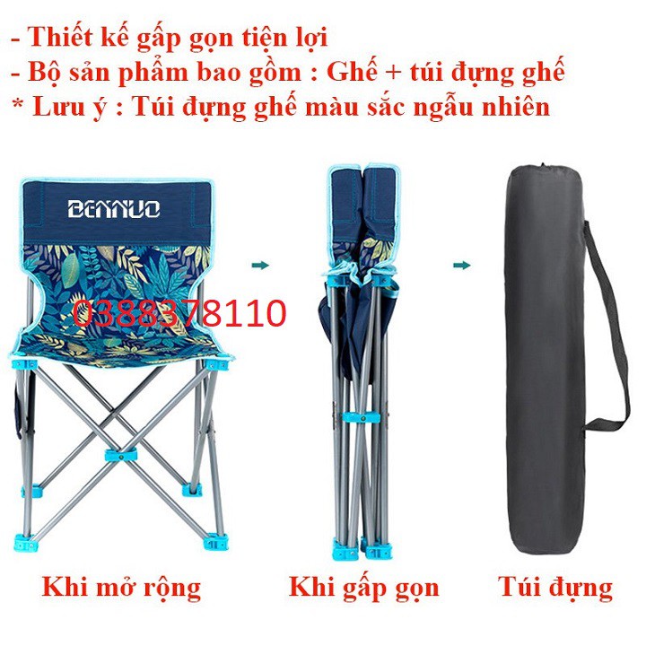 Ghế Câu Cá Bennuo Thép Không Gỉ + Vải Oxford 2 Lớp Cao Cấp