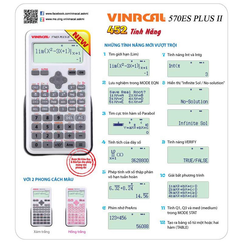 ( giá ưu đãi ) MÁY TÍNH HỌC SINH VINACAL 570ES PLUS II FULLBOX