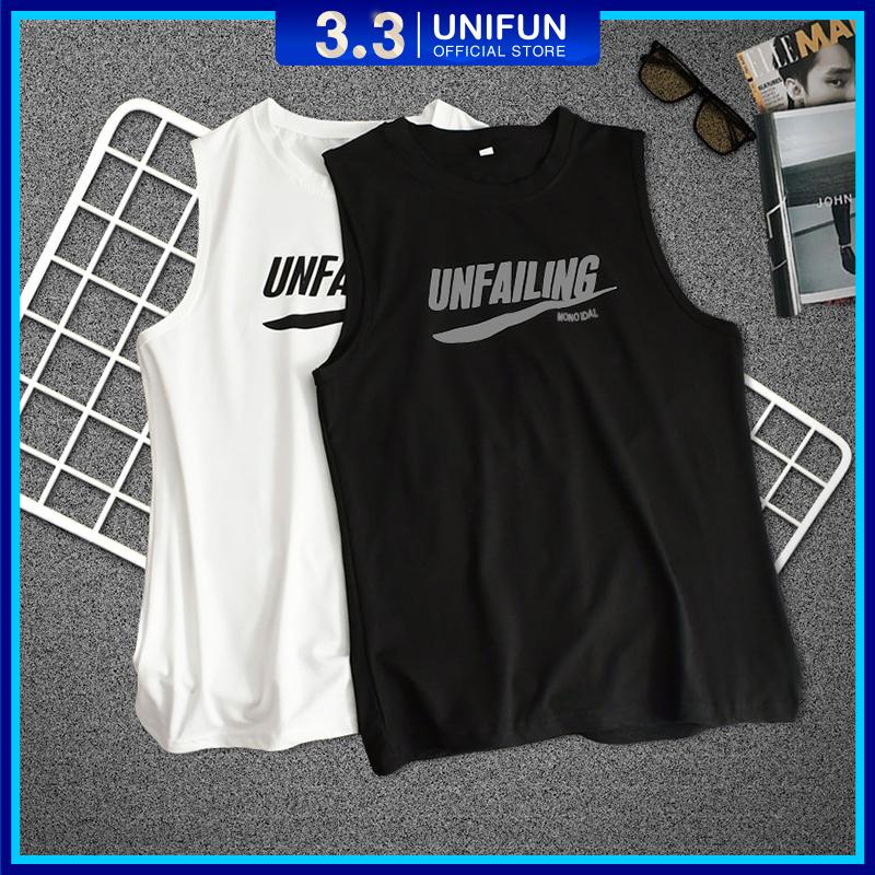 Áo ba lỗ nam đẹp UNIFUN mã KC-Q thể thao Tank top kiểu lót form rộng nách tập gym, bóng rổ chất lưới co giãn hè