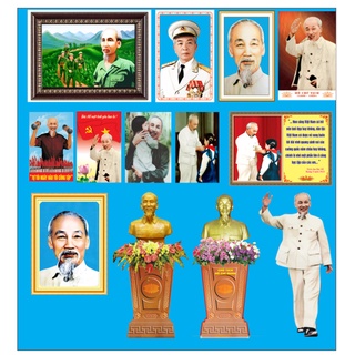 Tranh Bác Hồ tập thể dục - ảnh decan dán tường có ép nhựa chống nước, sước bay màu