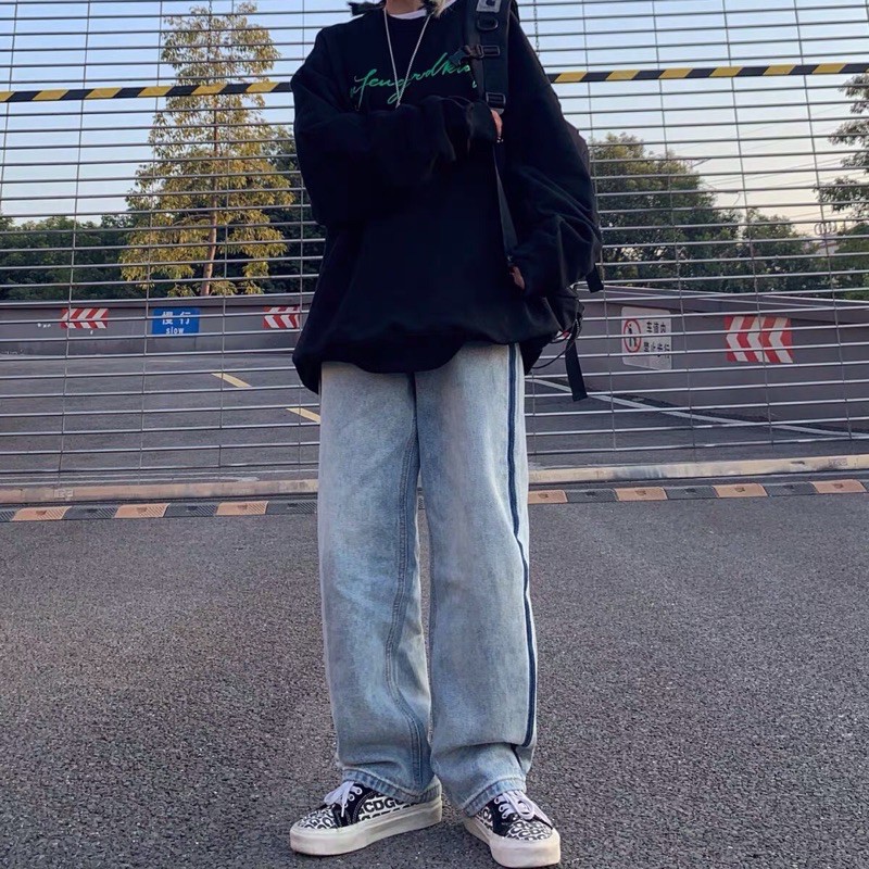 [ORDER-CÓ BIG SIZE] Quần bò jeans ống rộng cách điệu sọc sườn Ulzzang siêu chất ❤️ | BigBuy360 - bigbuy360.vn