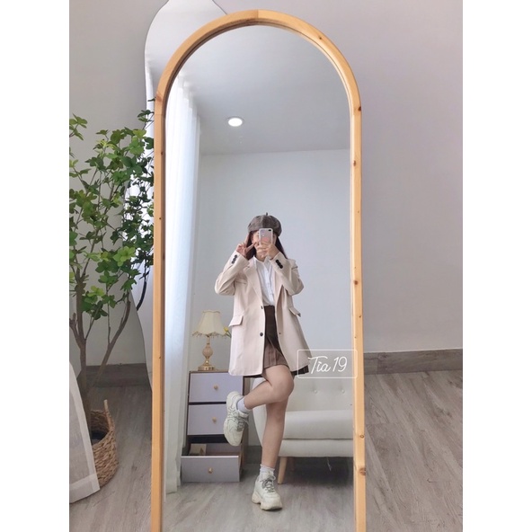 Áo blazer 2 lớp ulzzang Tia19 . Áo khoác vest dáng dài hàn ( Ảnh thật)