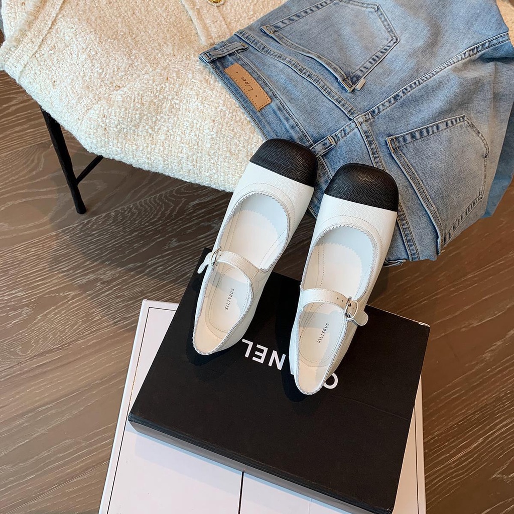 Giày Búp Bê Đế Bằng Phối Màu Sắc Mới Lạ Cho Nữ