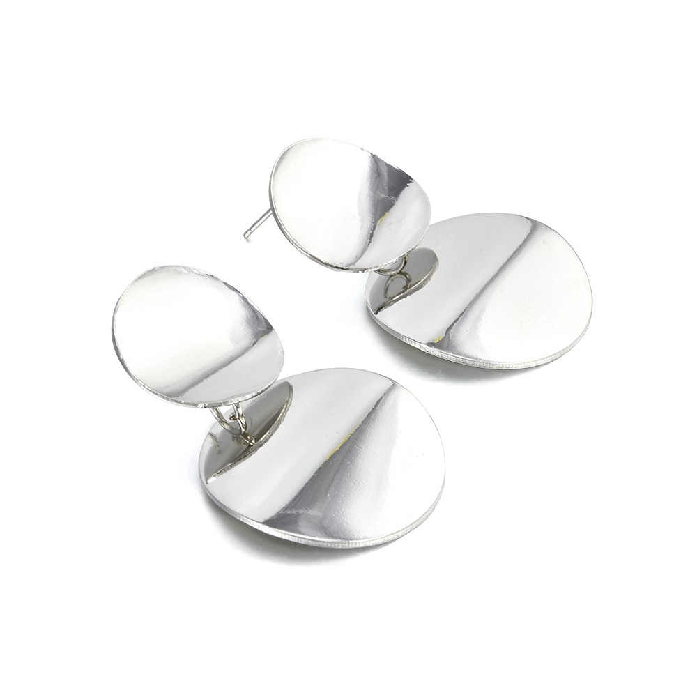 Cặp hoa tai hợp kim mặt 2 hình tròn thời trang cho nữ