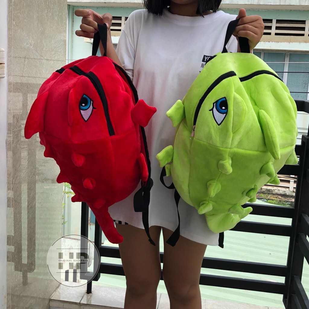 Balo Khủng Long Teen Thời Trang Vải Nhung Chất Đẹp - Balo Đi Học Đi Chơi Tiện Lợi,Cá Tính