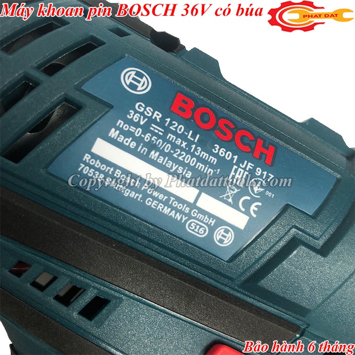 Máy khoan pin Bosh 36V-Đầu kẹp kim loại 13mm-Có chức năng khoan búa-Bảo hành 6 tháng