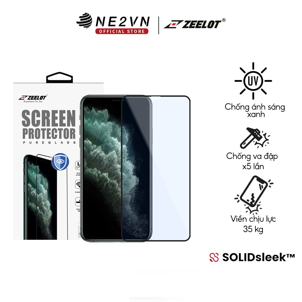 Miếng dán cường lực chống tia xanh cho iPhone 11 series SOLIDsleek Zeelot