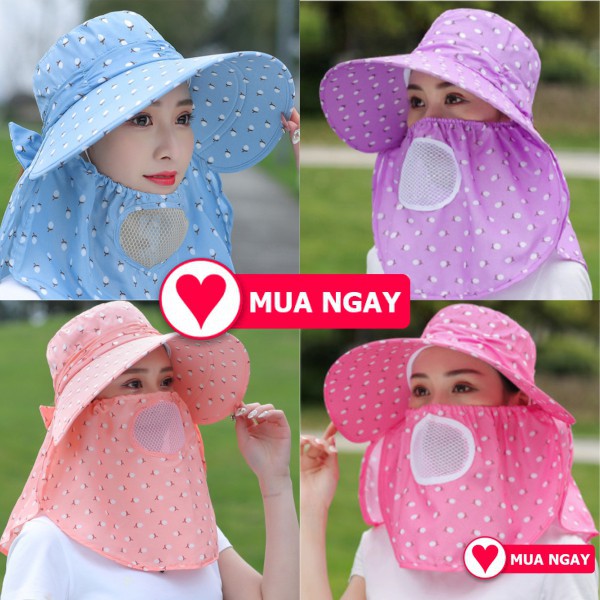 Mũ Chống Nắng Kèm Khăn Choàng Cỡ Lớn 3.11 Chống Tia Uv Bảo Vệ Mặt Và Cổ Chất Liệu Cotton Có Thể Tháo Rời