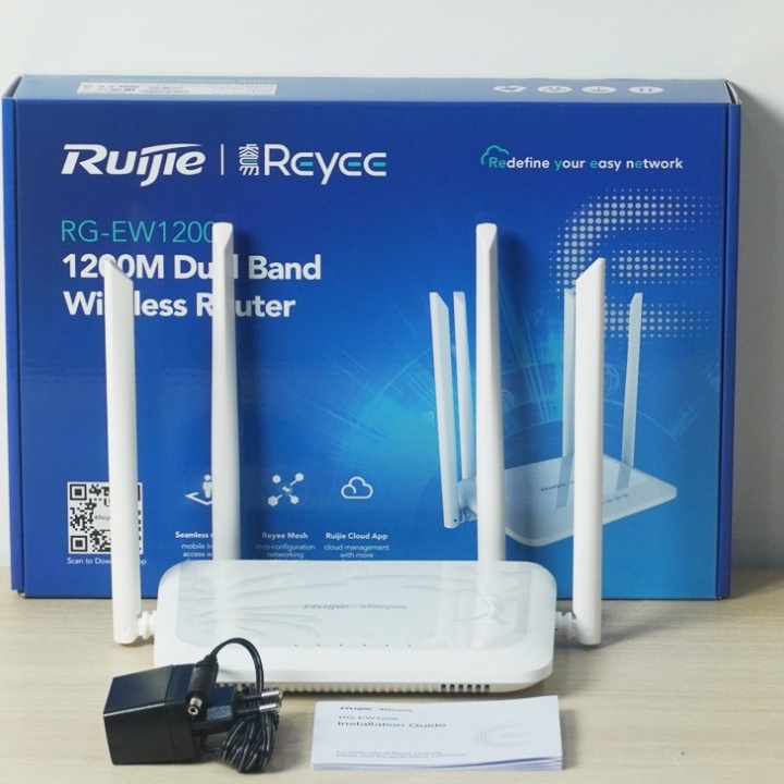 Cục Phát Wifi 4 RÂU - Bộ Phát Wifi Router Mesh Juijie RG-EW1200 Tốc Độ MẠNG Lên Tới 1167Mpbs Bảo Mật Cao - BH 12 Tháng