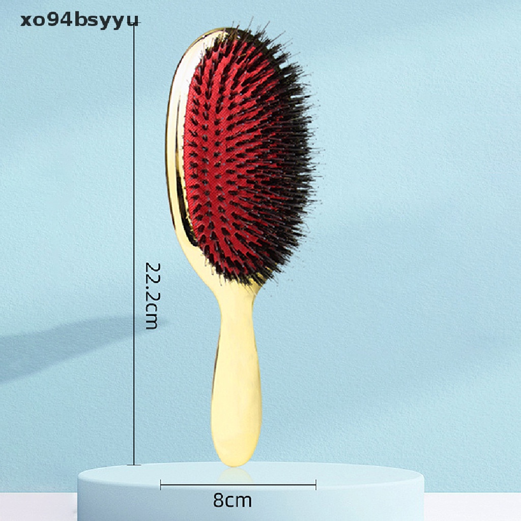 [Hàng mới về] Lược chải tóc hình oval màu vàng và bạc sang trọng chống tĩnh điện có thể mát xa