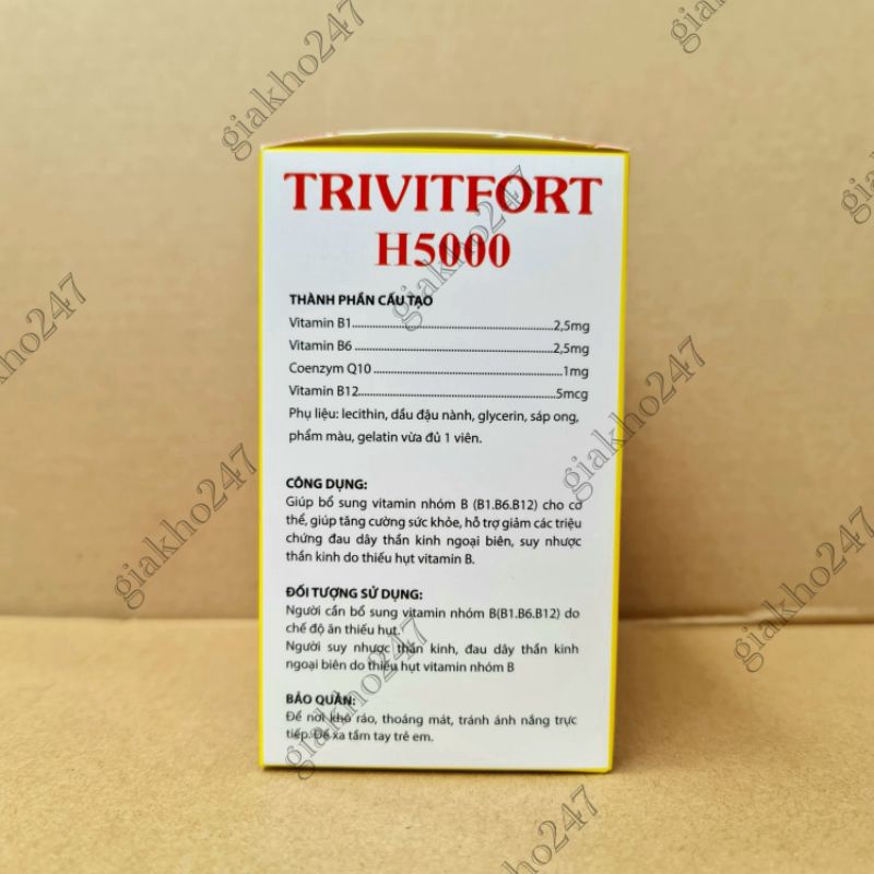 TRIVITFORT H5000 giúp bổ sung vitamin B1, B6, B12 cho cơ thể