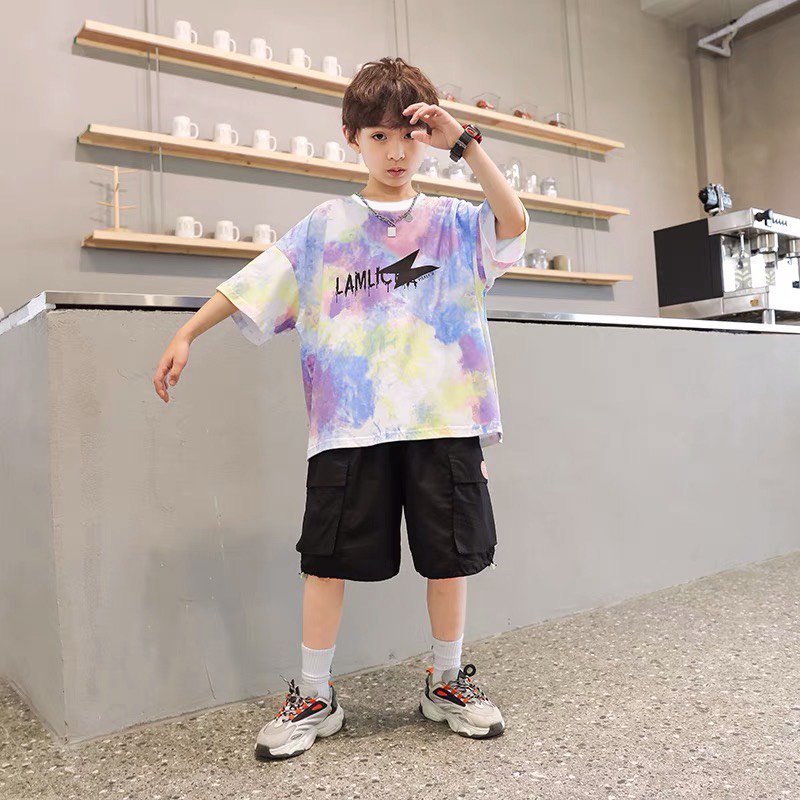 Đồ bộ bé trai Con Xinh cotton họa tiết in loang LAMLIZE, thời trang dành cho trẻ em từ 4 đến 10 tuổi