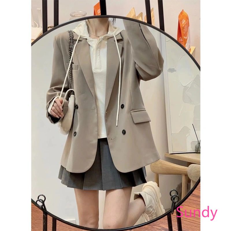 Bộ Áo Hoodie Dài Tay + Chân Váy Xếp Ly Đơn Giản Theo Phong Cách Mùa Xuân Dành Cho Nữ