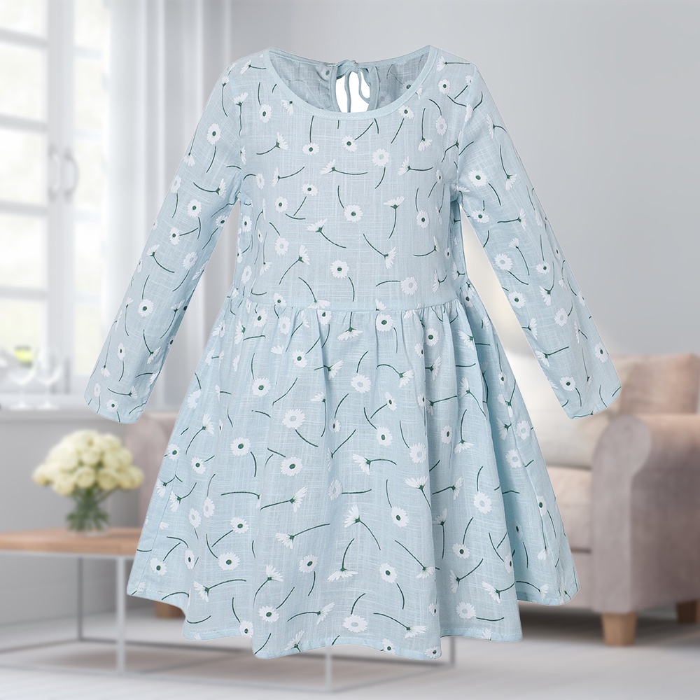 Váy Công Chúa Bé gái Dài Tay Hàng Có Sẵn Đầm Tay Dài In Họa Tiết Cho Bé Dự Tiệc Ngày Lễ Hội