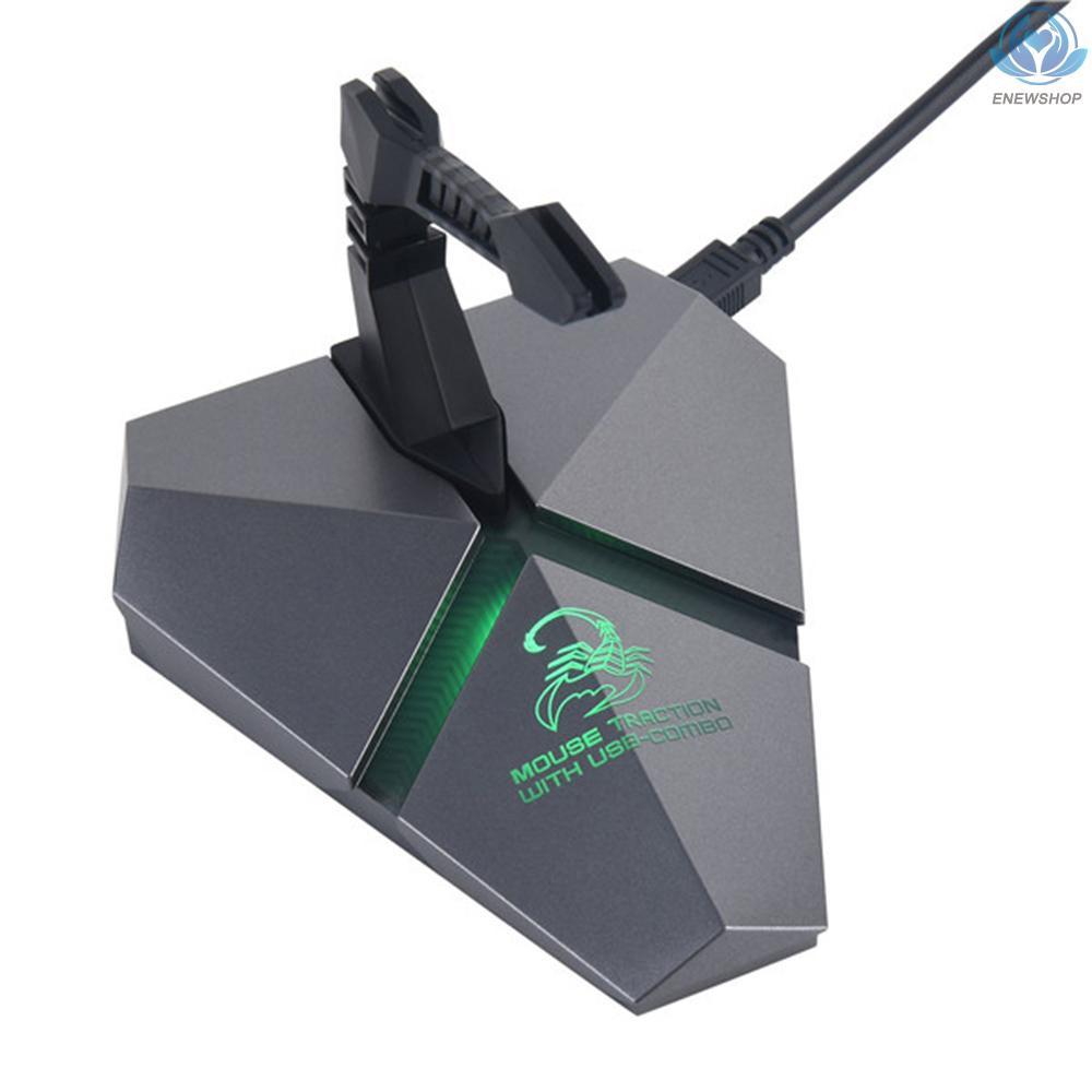 【enew】High Speed 3-Port USB 2.0 Data Gaming HUB with Mouse Bungee USB Hub Splitter Micro SD Card Reader Mouse Clamp with USB-COMBO Built-in Seven Colors Backlit LED Light TF Card Slot