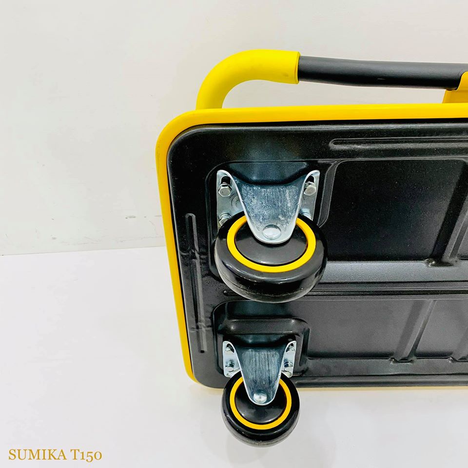 Xe đẩy hàng sàn thép tay cầm gấp gọn chính hãng Sumika T150 & T300 tải trọng 150kg và 300kg  xe kéo hàng