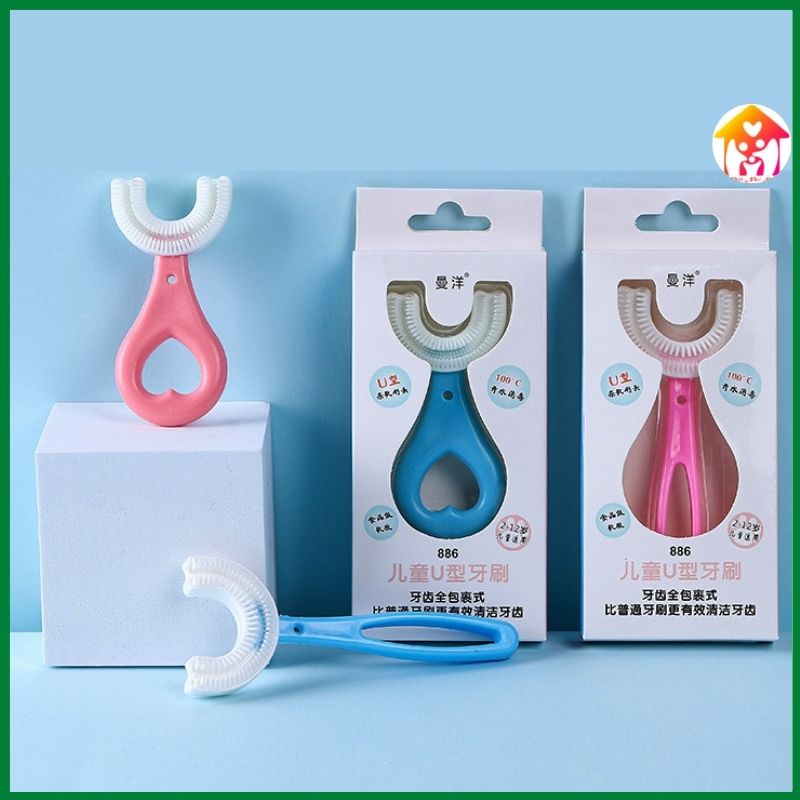 Bàn chải đánh răng hình chữ U cho trẻ em từ 2 - 12 tuổi, chất liệu silicon an toàn tuyệt đối cho bé
