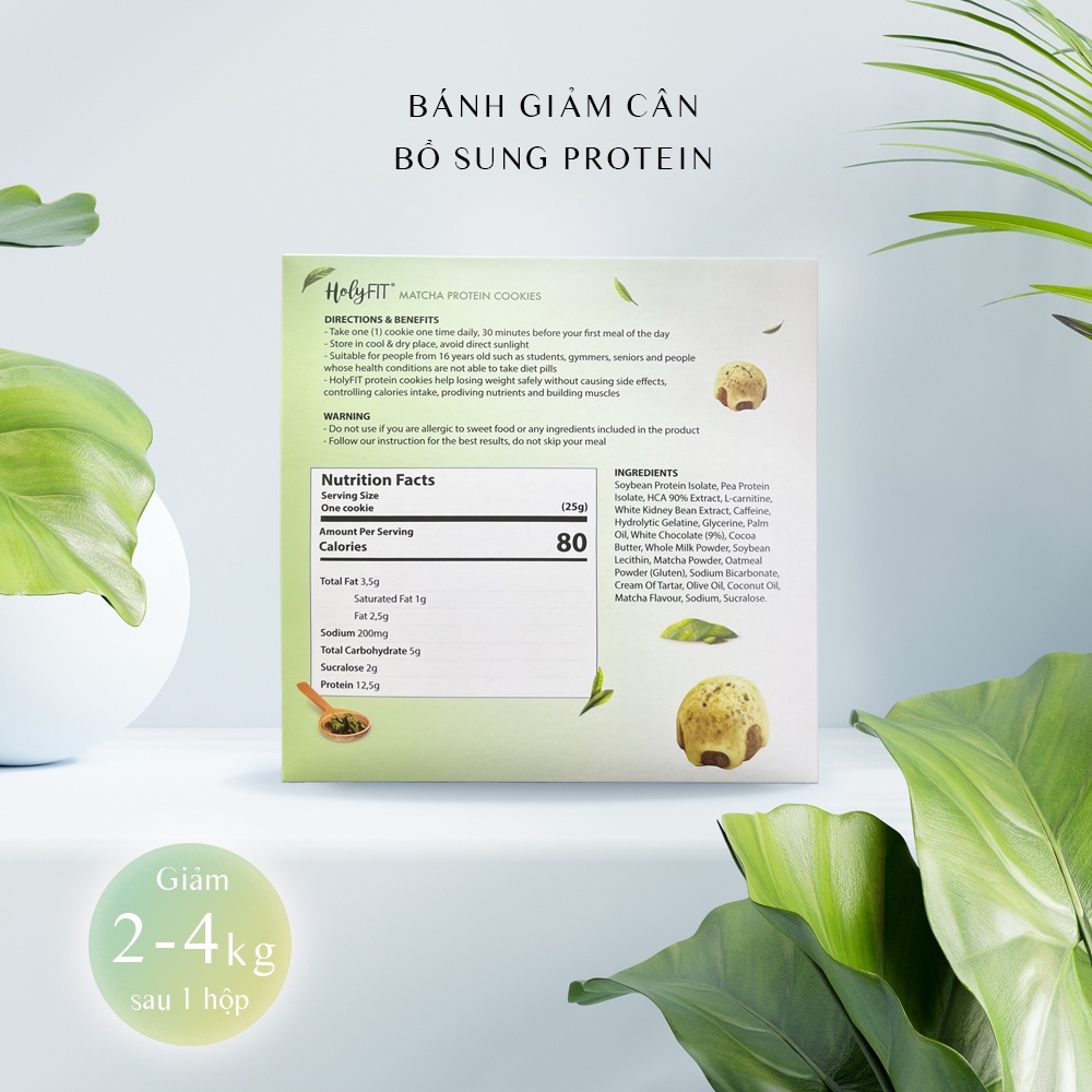 2 Hộp Bánh Giảm Cân HolyFIT Vị Trà Xanh Matcha - Kiểm Soát & Giảm Thèm Ăn, Bổ Sung Protein