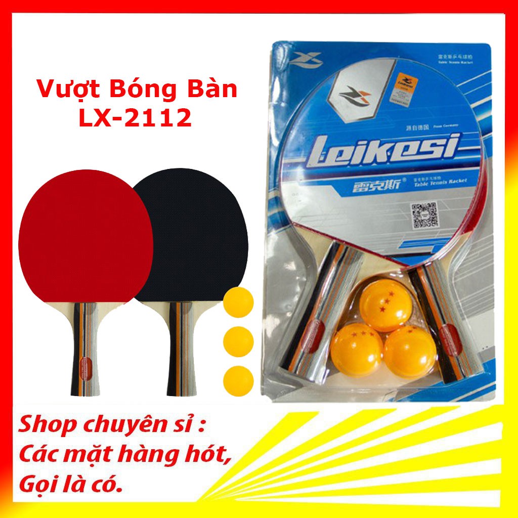 Vợt bóng bàn cao cấp LX-2112 ,bộ gồm 2 vợt kèm 3 bóng