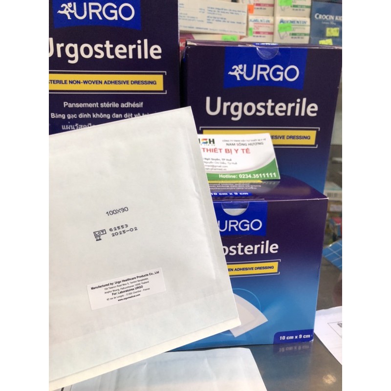 [HÀNG THÁI] Băng keo dán miếng dán có kèm gạc vô trùng hút dịch bảo vệ vết thương mổ sau sinh URGO URGOSTERILE 100x90mm