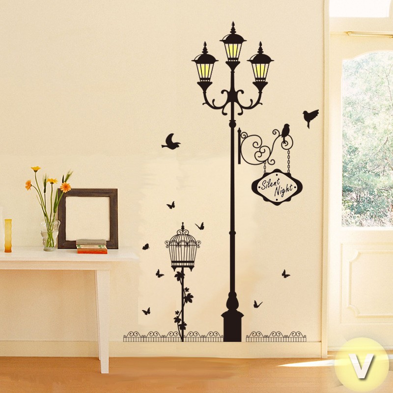 Decal dán tường Cột đèn vàng