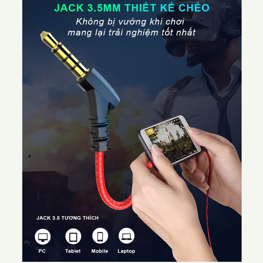 Tai nghe gaming cho điện thoại MEMO G-Pro chơi game Pubg FF Tốc Chiến có mic 10cm - Hàng Chính Hãng