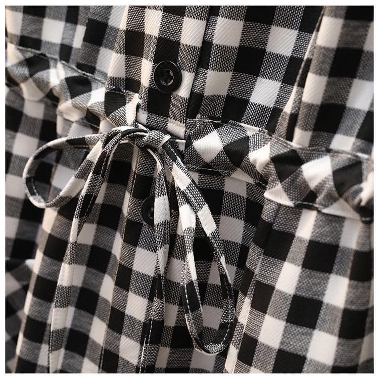 Sét yếm váy babydoll kẻ caro chun eo đính khuy kèm áo thun trắng phong cách hàn quốc ulzzang