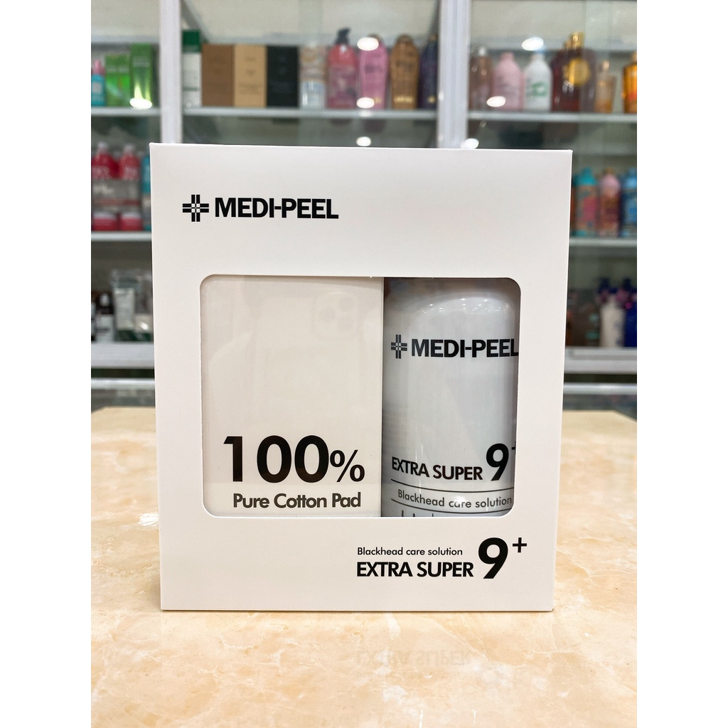 Bộ 2 Món Ủ Mụn Medi-Peel Extra Super 9+ Blackhead Care Solution 250mL + 40 Cotton Pads Hàn Quốc