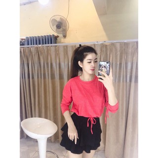 Áo croptop da cá rút dây phồng - (Siêu Hot)