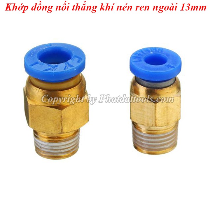 Khớp đồng nối thẳng khí nén 1 đầu ren 13mm-Đủ size ống từ 6-8-10-12