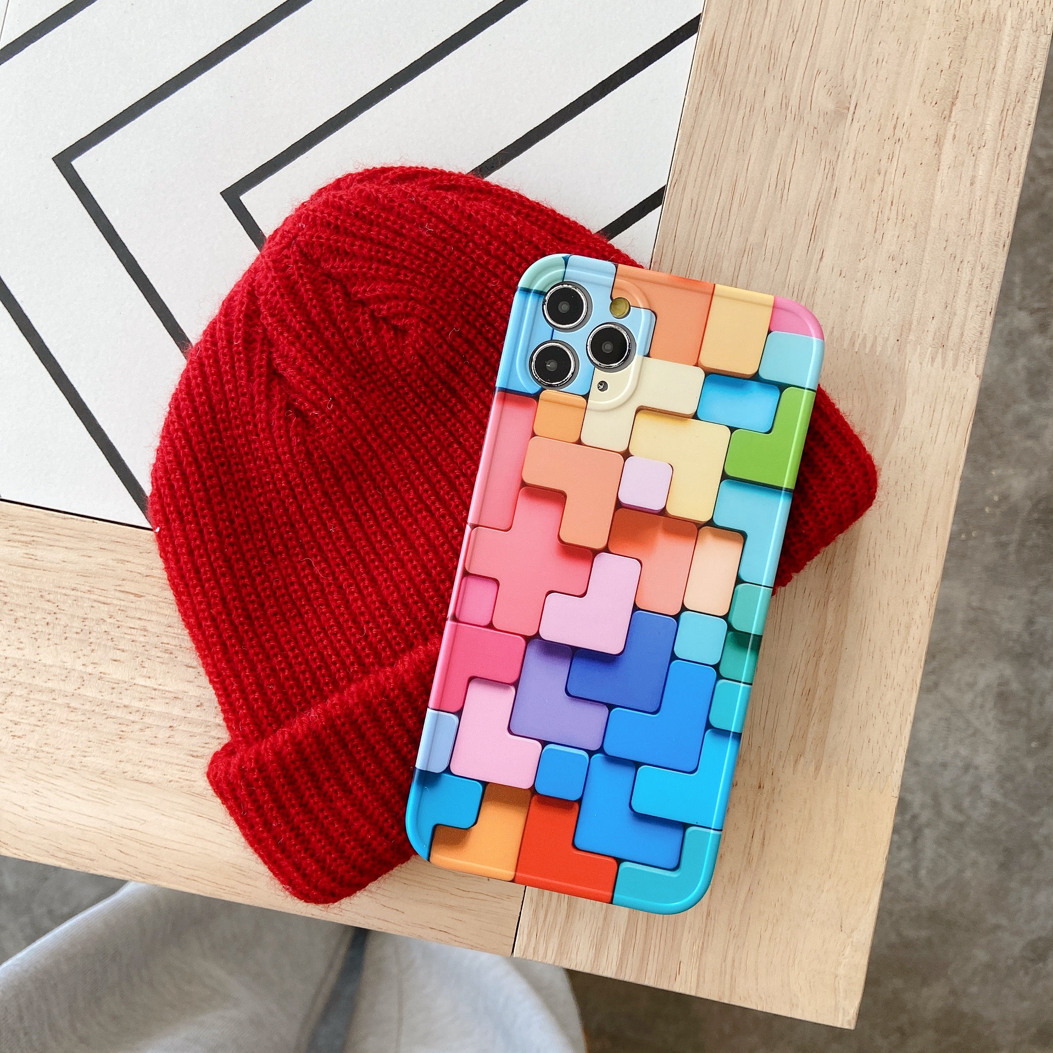 Ốp điện thoại IMD mềm chống sốc họa tiết trò chơi Geometric Tetris cho IPhone 12 11 Pro Max X Xs Max XR 7 8