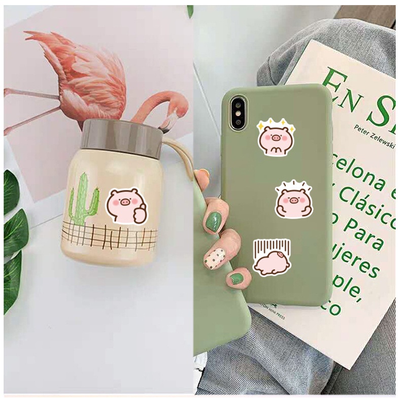 Bộ 40 miếng dán trang trí sổ tay chống thấm nước hình chú heo hoạt hình dành cho trẻ em