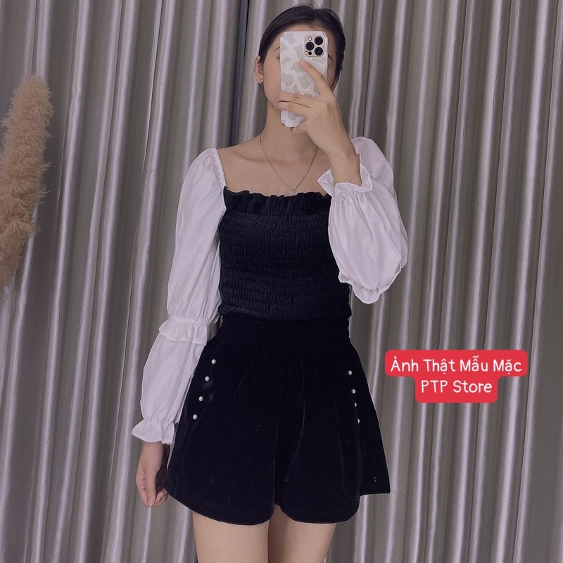 Quần Sooc Nhung Phồng Đính Ngọc 2 Màu Siêu Xinh Có Ảnh Thật Kèm Video | BigBuy360 - bigbuy360.vn