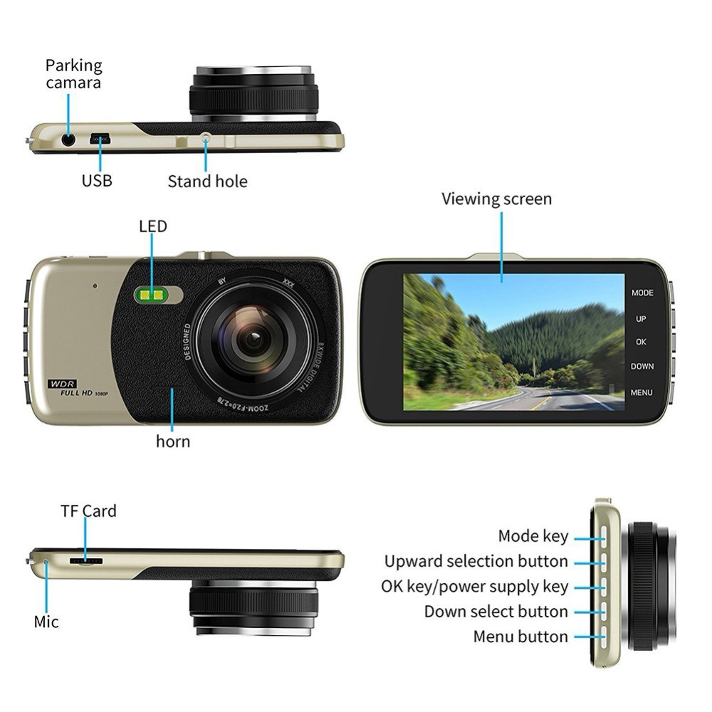 Bộ camera hành trình Ô TÔ Trước sau X002 ( Cam trước 1080P - Cam sau 720P) ống kính kép siêu bền | BigBuy360 - bigbuy360.vn