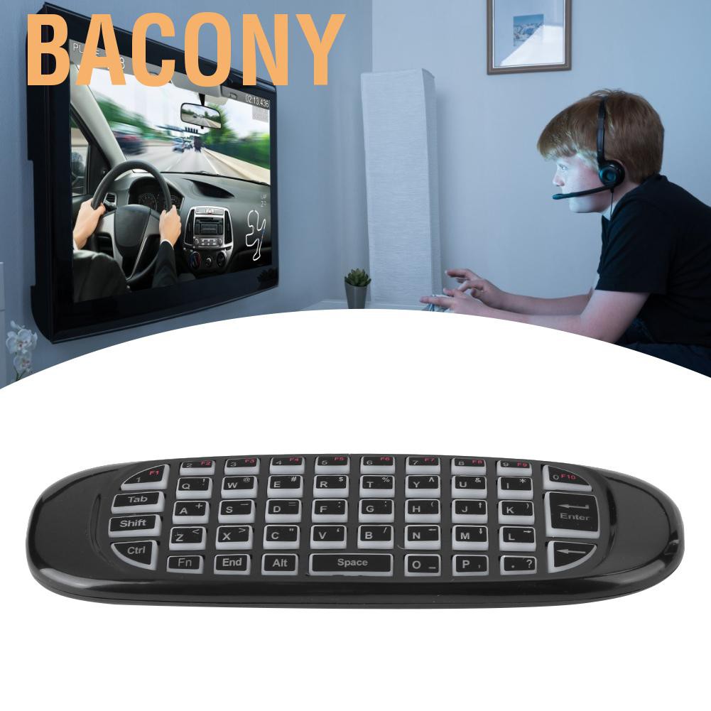 Bacony 2.4GHz Wireless Air Mouse Keyboard Voice Remote Control for TV PC Laptop Black