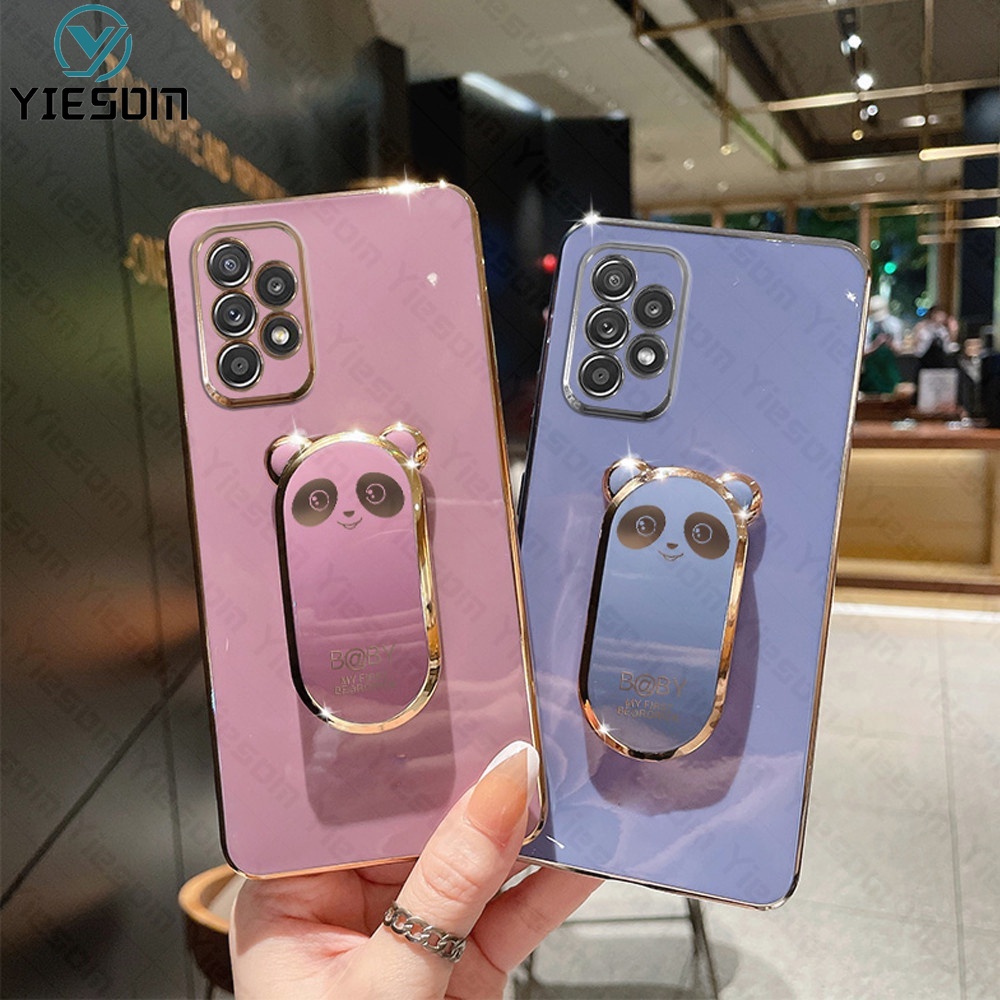 Ốp Điện Thoại Silicon Dẻo Họa Tiết Hoạt Hình Chú Gấu Kèm Giá Đỡ Cho Samsung Galaxy A32 4G A52 A52S A72 5G A22 A12