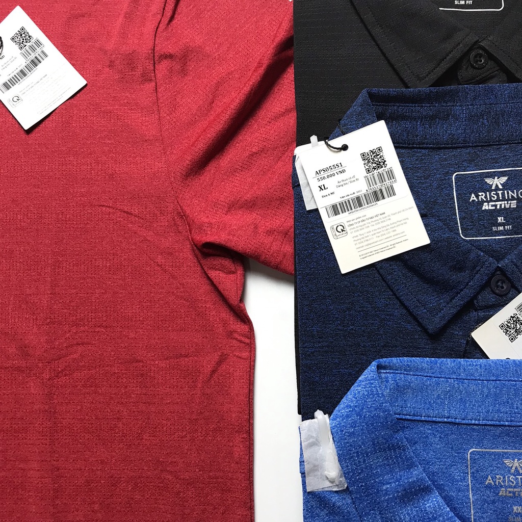 Áo polo nam Aristino ngắn tay có cổ phom ôm vải mềm mịn nhẹ thoáng nhanh khô hạn chế nhăn APS055S1