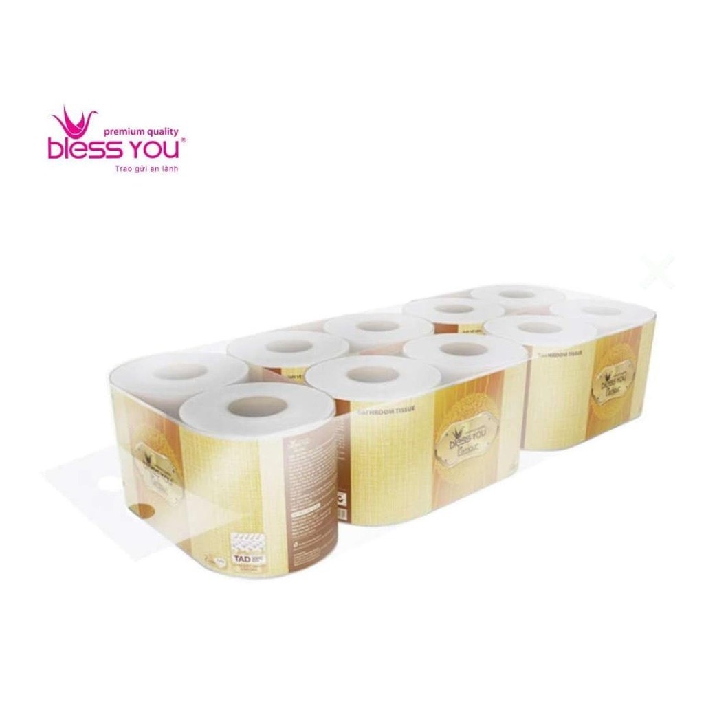 [Thùng 10 Lốc] Có Mã QR - Lốc 10 Cuộn Vàng Giấy Vệ Sinh Bless You Lamour 3 Lớp