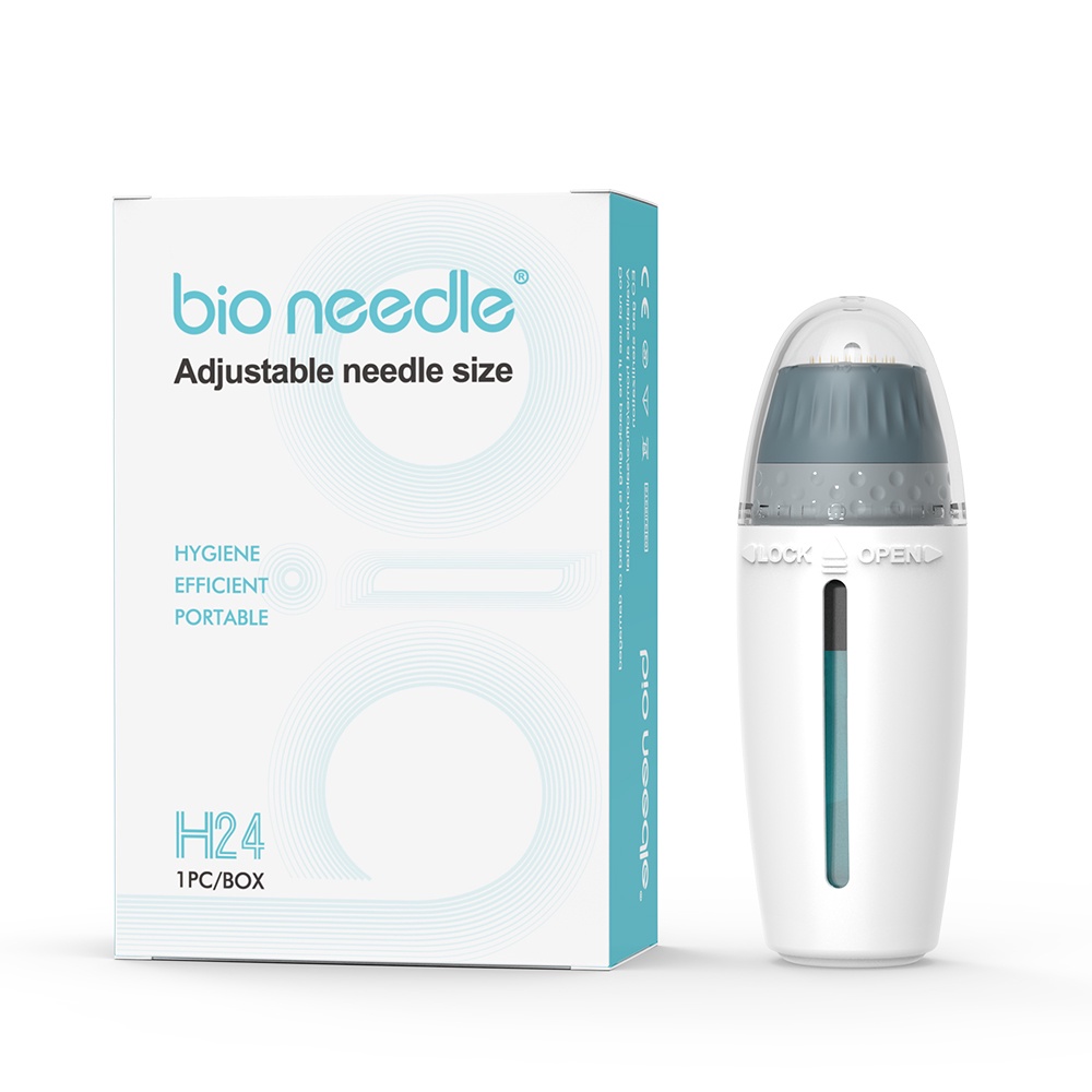 Bio Needle H24 Derma Stamp Micro Needle Điều Chỉnh Chiều Dài Kim 0-1.5mm Chăm Sóc Da Mặt Dụng Cụ Làm Đẹp Cho Râu Tăng Trưởng Tóc Điều Trị Tăng Trưởng Lại