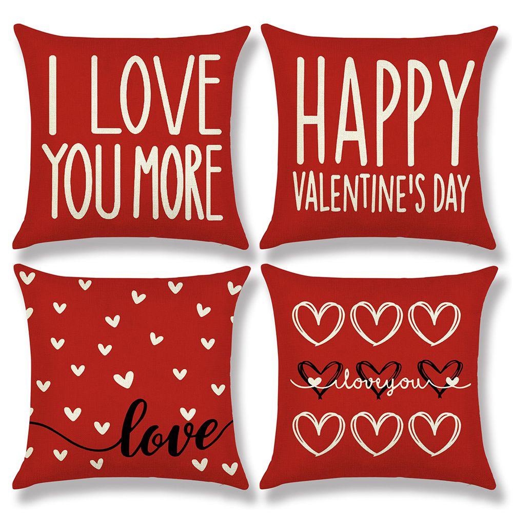 ☆Yola☆ Vỏ Gối 18x18 Inch In Họa Tiết Trái Tim Đỏ Trang Trí Nhà Cửa Dịp Valentine